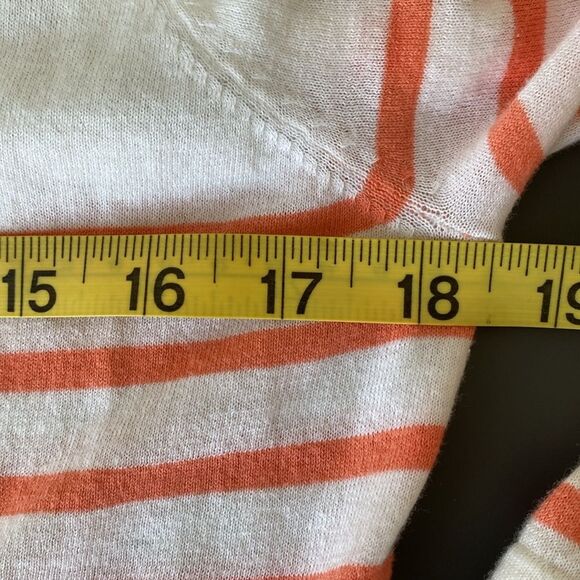 Pure Collection Striped Cotton Cardigan Sweater Orange Stripe Sz 8 Nautical - Picture 9 of 10